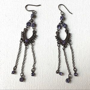 Dangle Earrings with Dark Purple stones